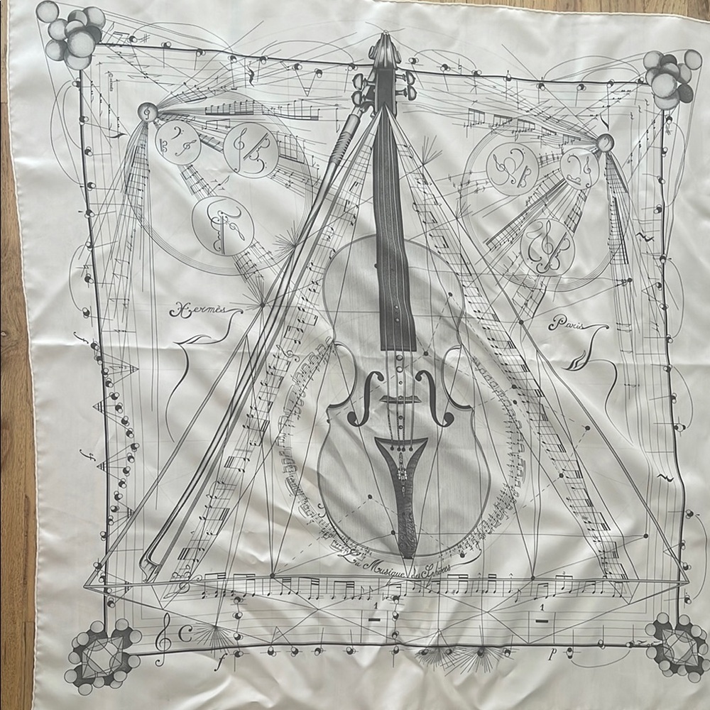 Hermès Musical Instrument Print Scarf